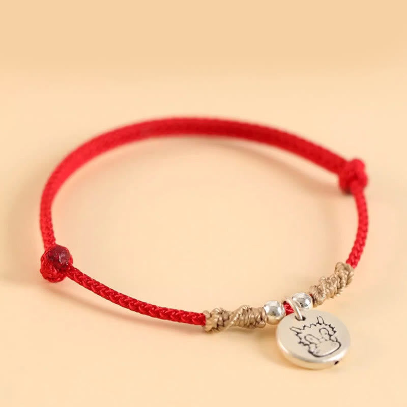 Buddha Stones Handmade 999 Sterling Silver Year of the Dragon Cute Chinese Zodiac Luck Braided Bracelet (Extra 35% Off | USE CODE: FS35)