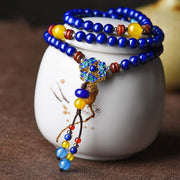 Buddha Stones Lazurite Lapis Lazuli Yellow Agate Positive Bracelet