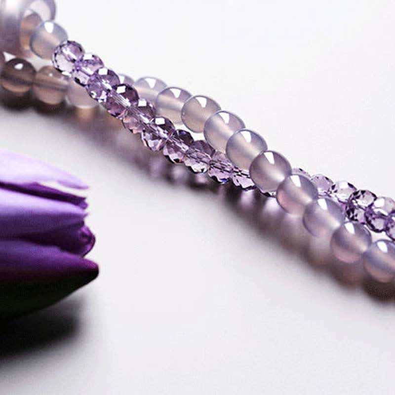 Buddha Stones Natural Amethyst Crystal Meditation Healing Bracelet