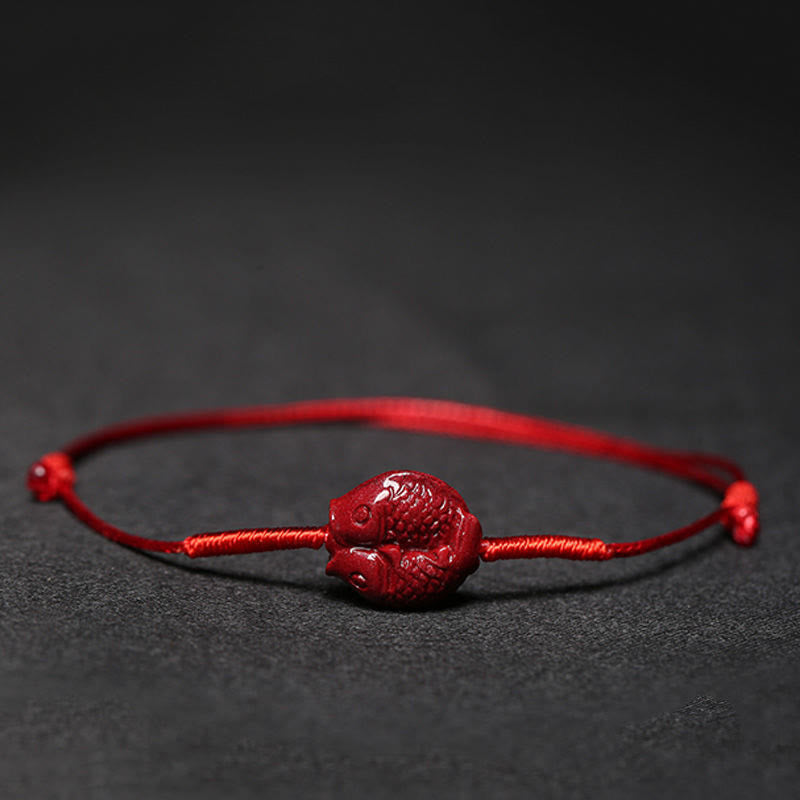 EverestArtstudios Handmade Plum Blossom Four Leaf Clover PiXiu Lotus Koi Fish Cinnabar Blessing Braid Bracelet