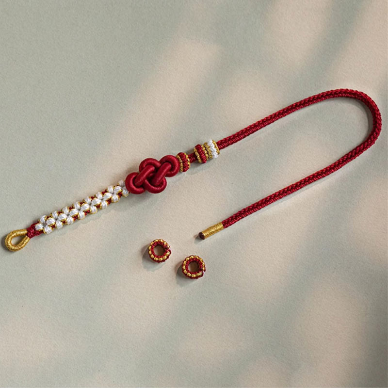 EverestArtstudios Handmade True Love Knot Peach Blossom Charm Luck Rope Bracelet