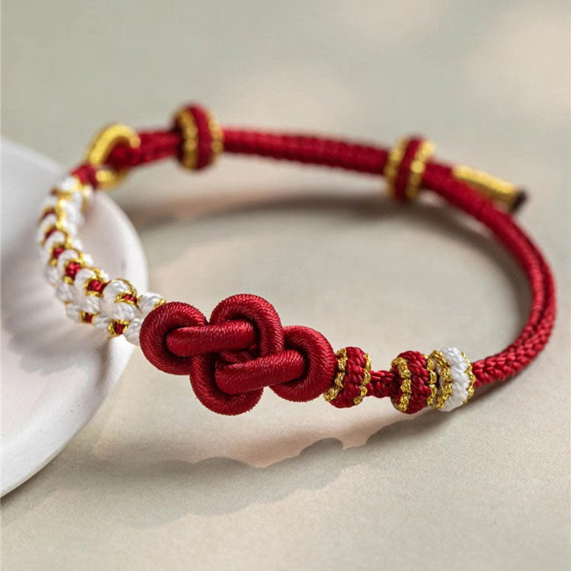 EverestArtstudios Handmade True Love Knot Peach Blossom Charm Luck Rope Bracelet