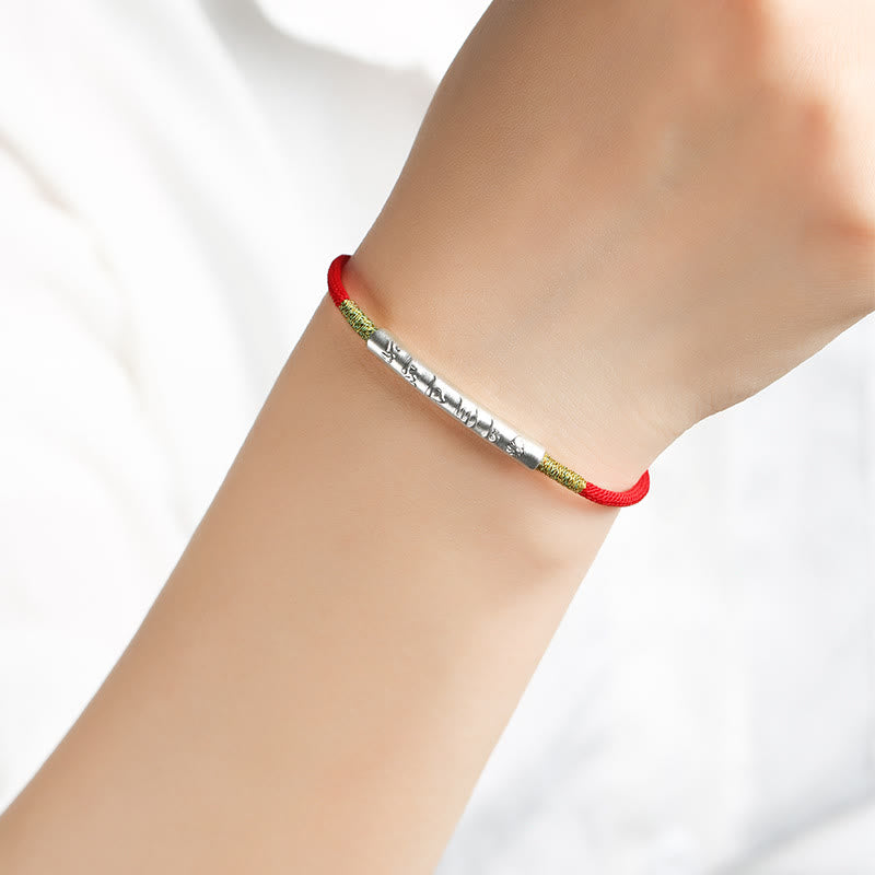 EverestArtStudios Tibetan Buddhist Handmade Mani Mantra Lucky Red String Bracelet