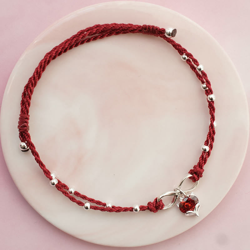 EverestArtstudios Love Heart Infinity Symbol Braided String Anklet