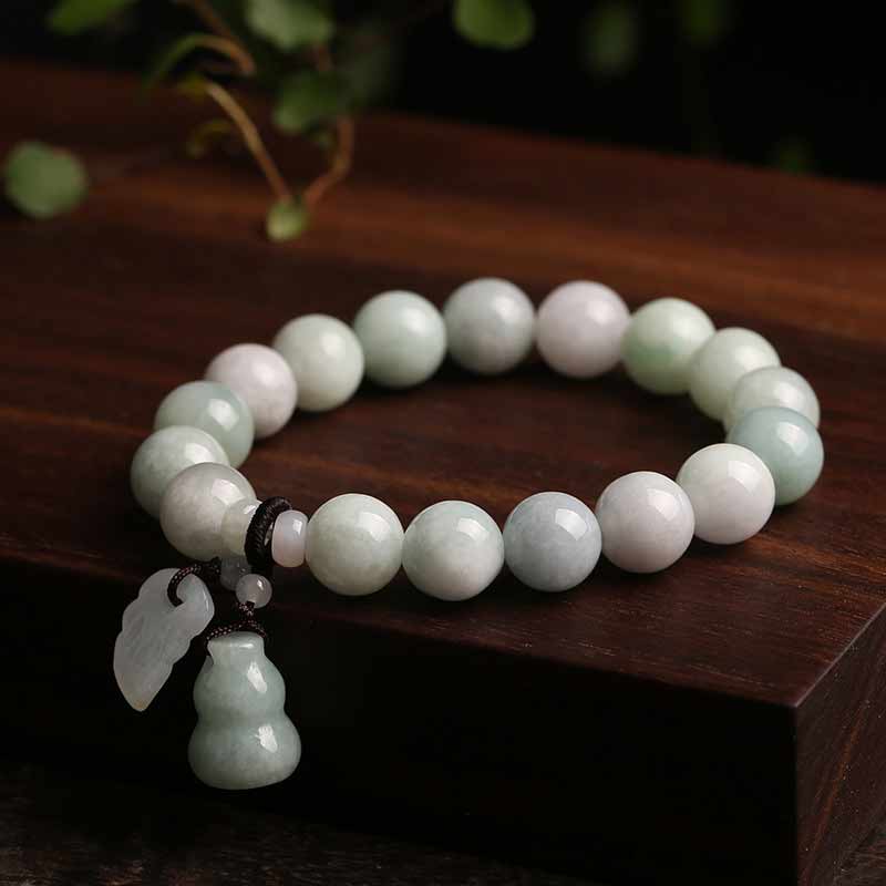 Buddha Stones Natural Jade Pi Xiu Gourd Apple Success Bracelet
