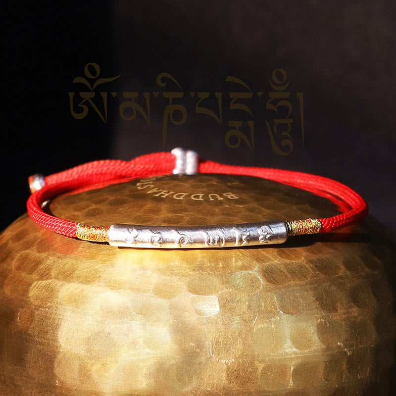 EverestArtStudios Tibetan Buddhist Handmade Mani Mantra Lucky Red String Bracelet