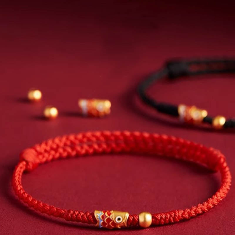 EverestArtStudios 925 Sterling Silver Handmade Koi Fish Wealth Success Braided Rope Bracelet
