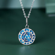 EverestArtStudios 925 Sterling Silver Round Turquoise Three Rabbits Balance Necklace Pendant