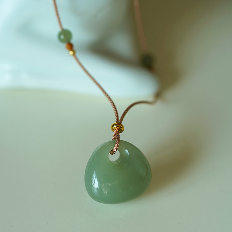 Buddha Stones Natural Jade Luck Prosperity Necklace Pendant