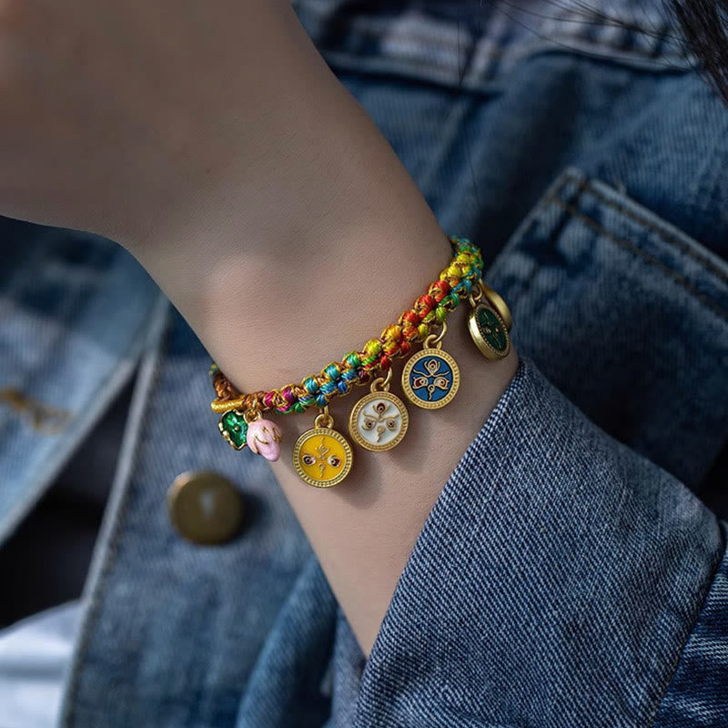 EverestArtStudios Tibetan Colorful Rope Five God Of Wealth Luck Braid Bracelet