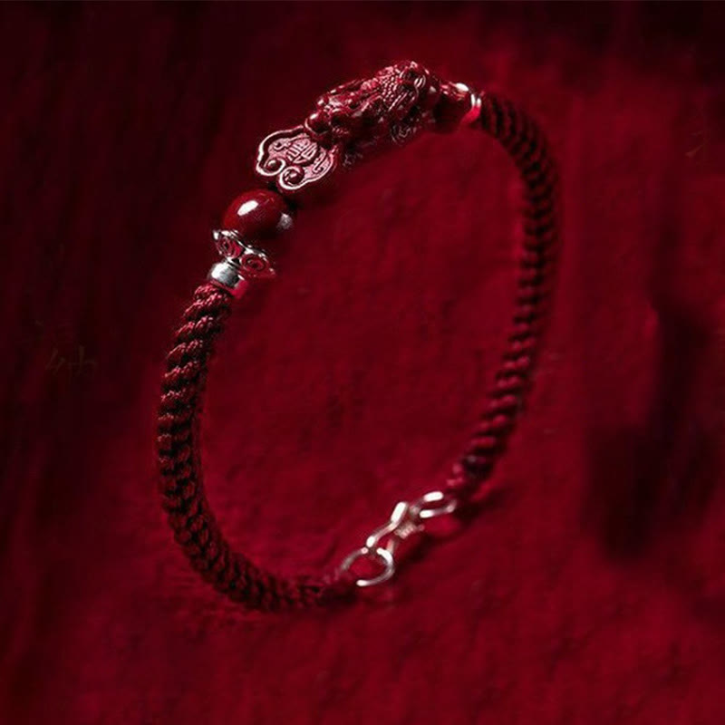 EverestArtstudios Handcrafted PiXiu Cinnabar Wealth Luck Braided Bracelet