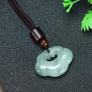 EverestArtstudios Tianshan Jade Golden Silk Jade Chinese Lock Charm Abundance Necklace Pendant