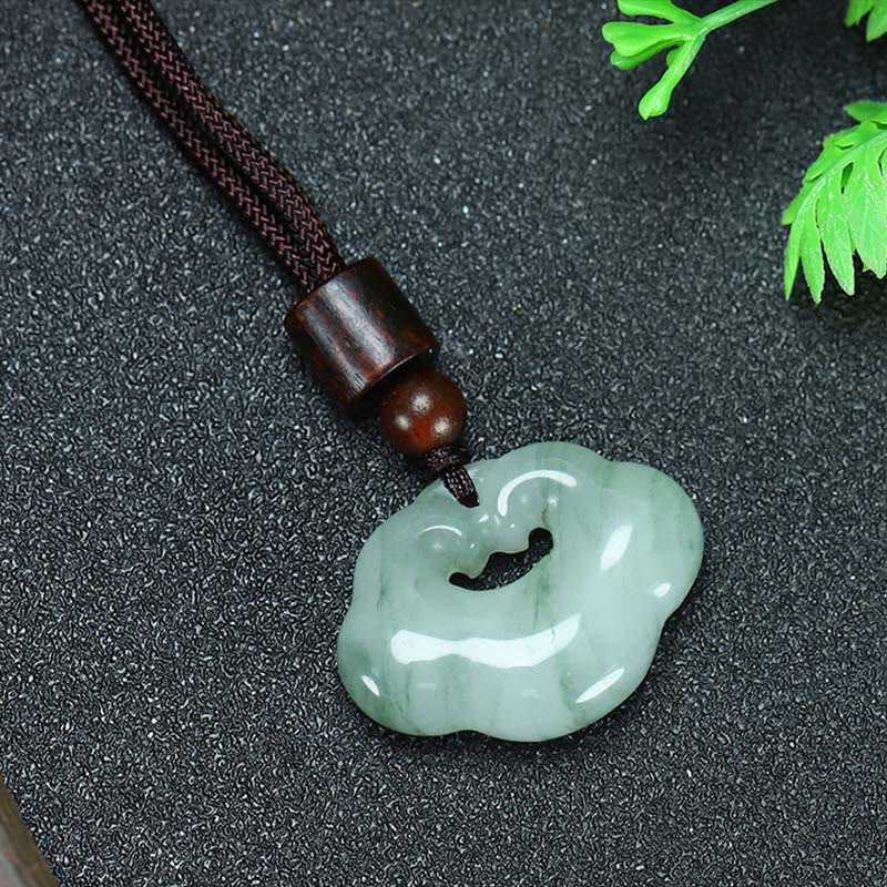 EverestArtstudios Tianshan Jade Golden Silk Jade Chinese Lock Charm Abundance Necklace Pendant