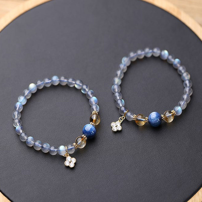 Buddha Stones Natural Moonstone Flower Chram Healing Beads Bracelet