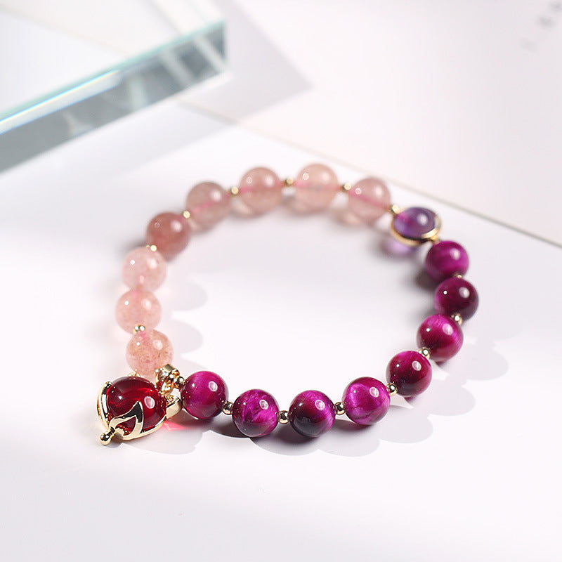 EverestArtstudios Natural Strawberry Quartz Pixiu Love Bracelet