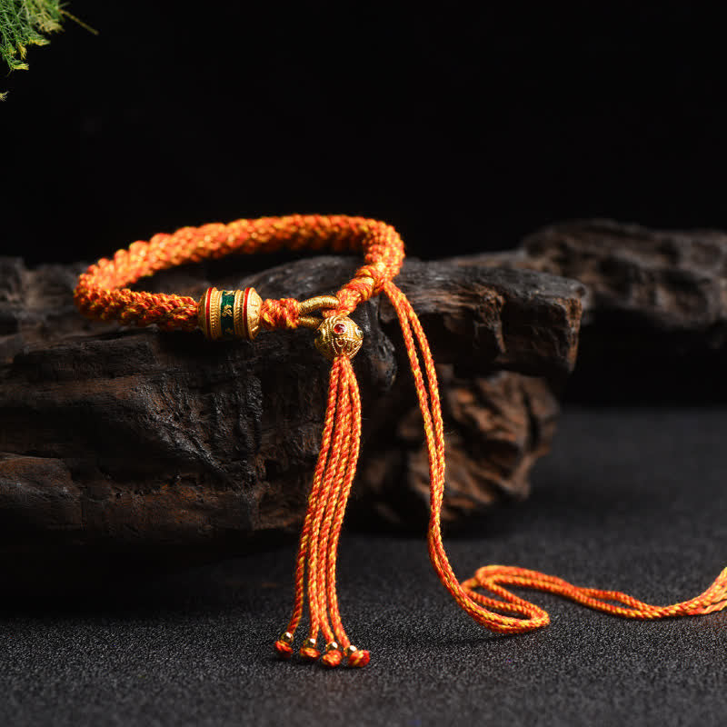 EverestArtstudios Tibetan Handmade Luck Prayer Wheel Bead Charm Weave Colorful String Bracelet