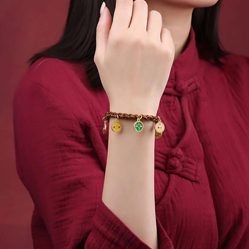 Buddha Stones Tibetan Five God Of Wealth Thangka Luck Braid String Bracelet