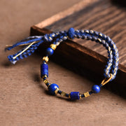 Buddha Stones Handmade Natural Lazurite Lapis Lazuli Bead Positive Rope Bracelet