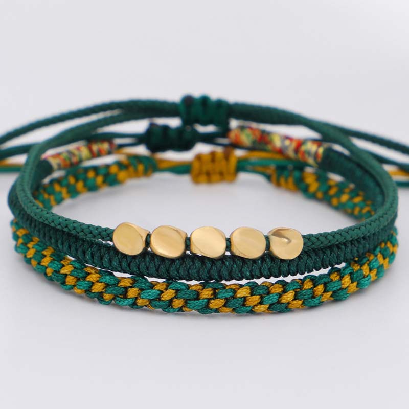 EverestArtStudios 3 PCS Tibetan Copper Beads Healing Protection Luck Bracelet Set