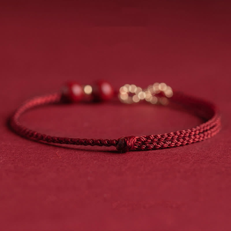 EverestArtStudios Cinnabar Blessing Red String Golden Infinity Symbol Bracelet Anklet