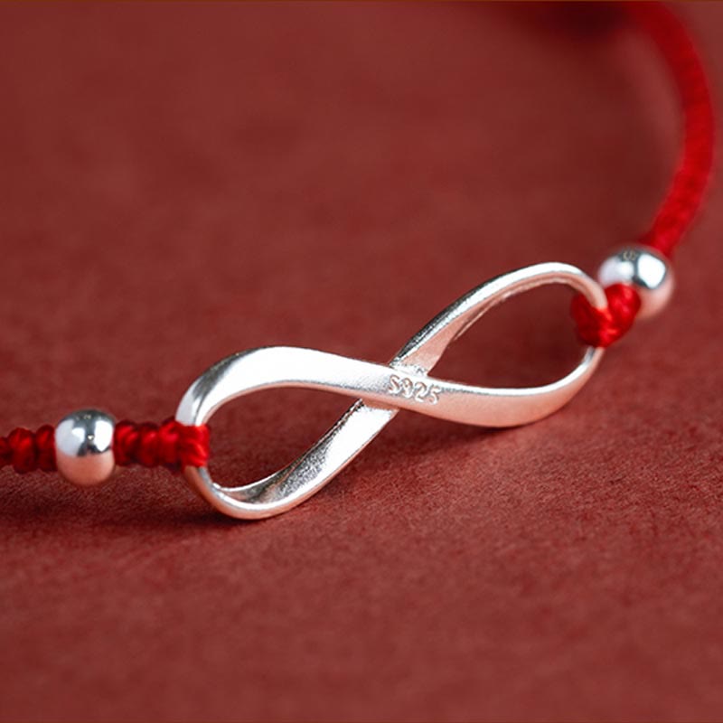 EverestArtstudios 925 Sterling Silver Endless Knot Protection Luck Red String Bracelet Anklet
