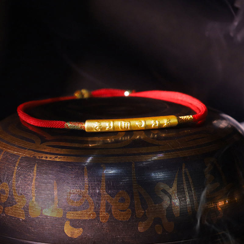 EverestArtStudios Tibetan Buddhist Handmade Mani Mantra Lucky Red String Bracelet