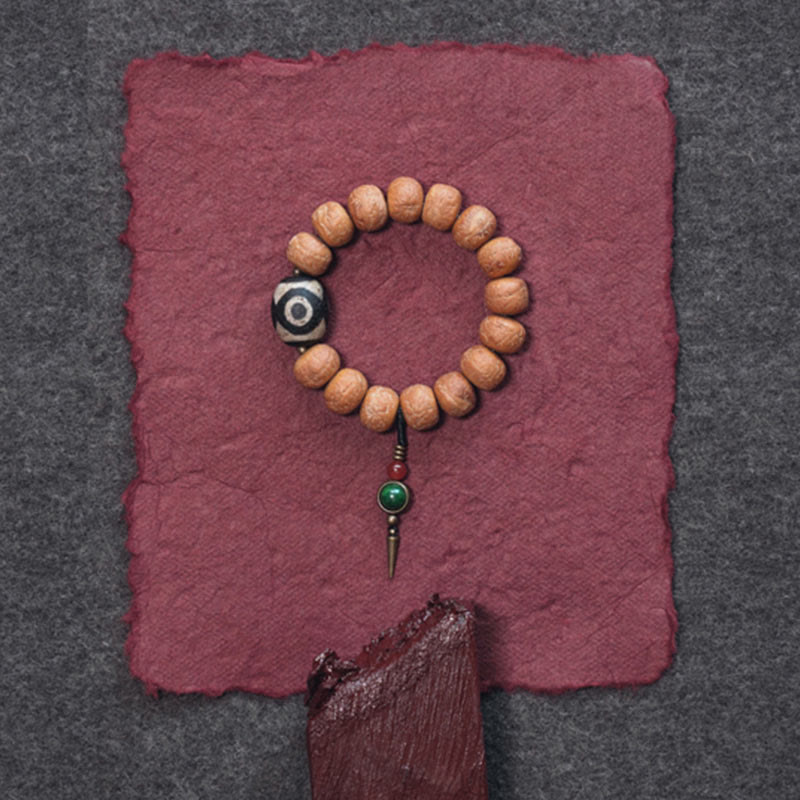 Buddha Stones Tibet Bodhi Seed Dzi Bead Peace Charm Wrist Mala Bracelet