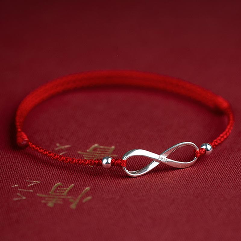EverestArtstudios 925 Sterling Silver Endless Knot Protection Luck Red String Bracelet Anklet