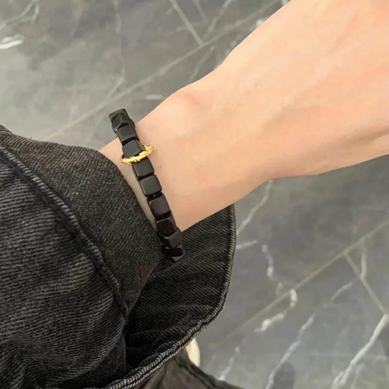 EverestArtStudios Tibetan Ebony Wood Square Beads Peace Calm Bracelet