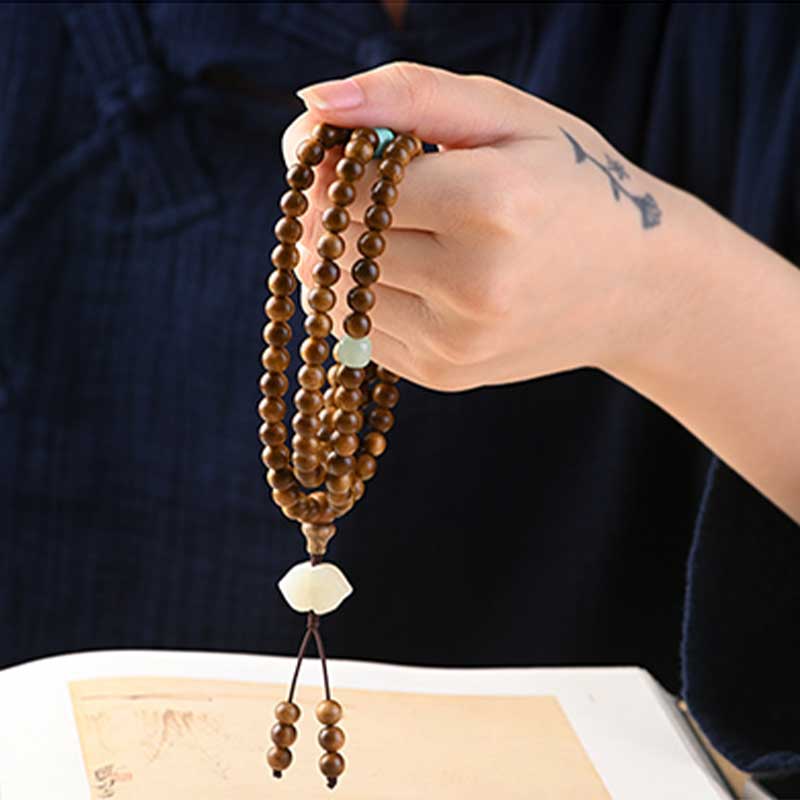 Buddha Stones Tibetan Rosewood Protection Calm Bracelet Mala