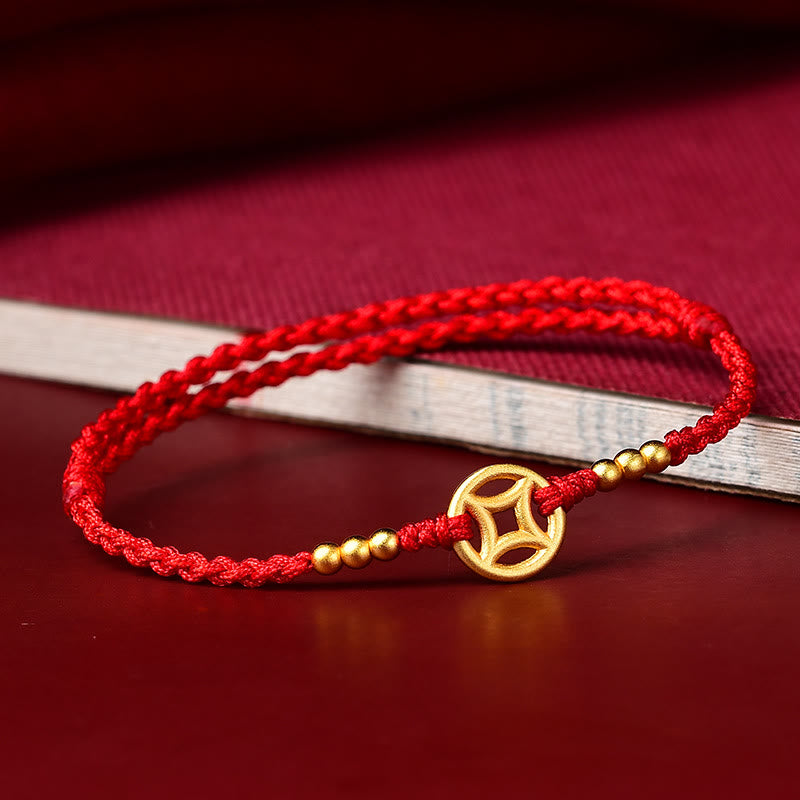 EverestArtstudios Copper Coin Strength Braided String Bracelet Anklet