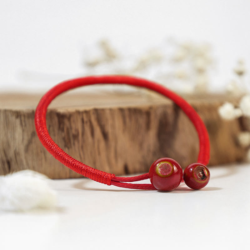 EverestArtStudios FengShui Lucky Red String Ceramic Bracelet