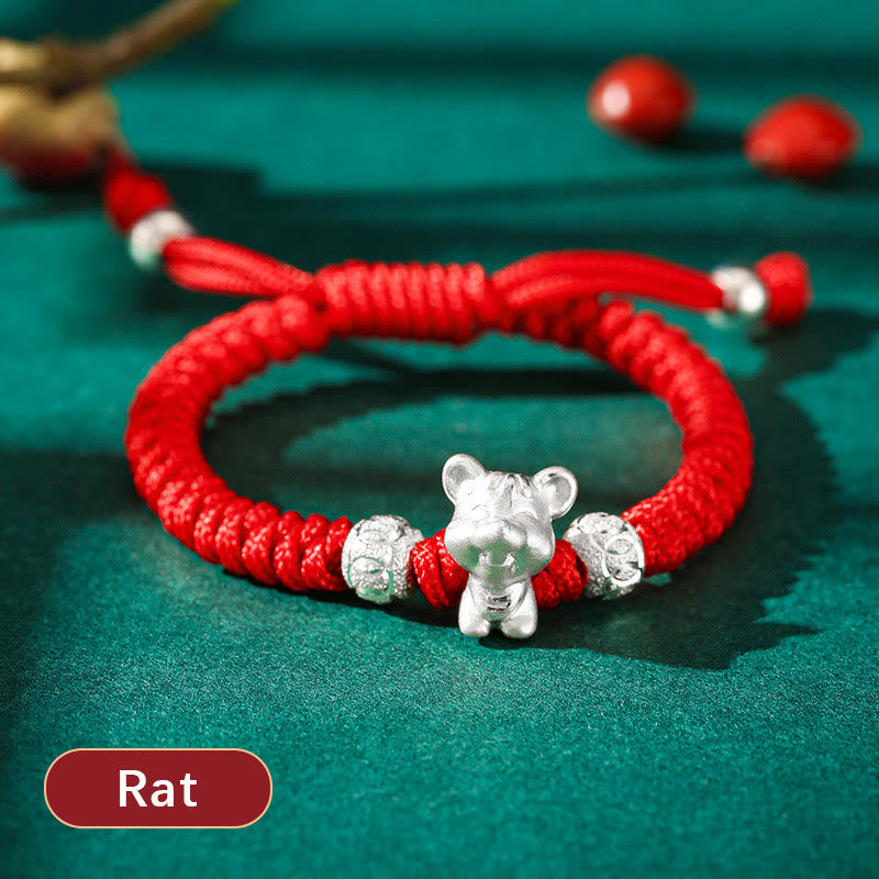 EverestArtstudios 999 Sterling Silver Chinese Zodiac Red Rope Luck Handcrafted Kids Bracelet