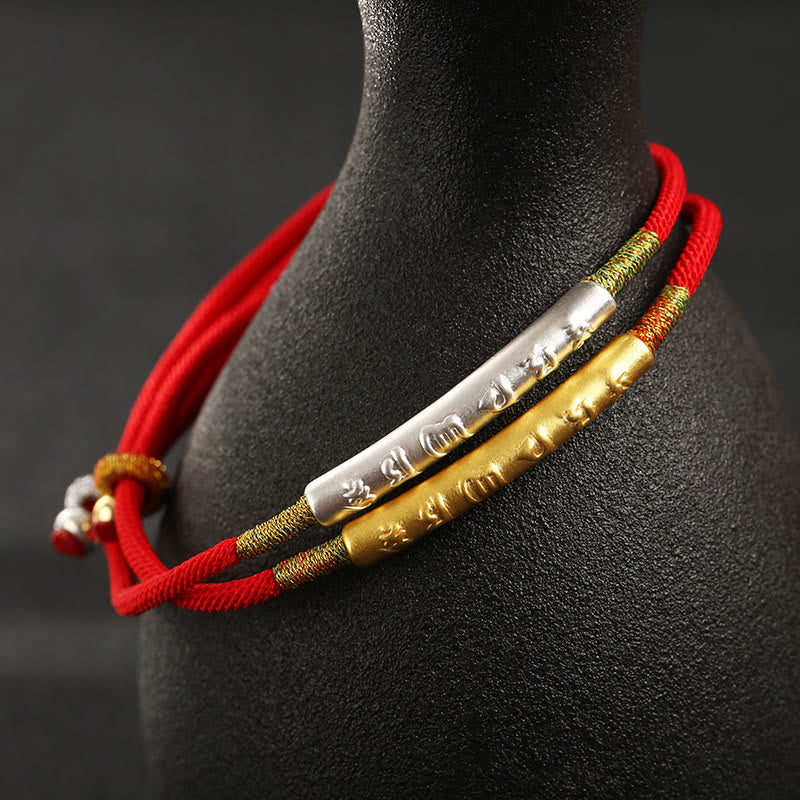 EverestArtStudios Tibetan Buddhist Handmade Mani Mantra Lucky Red String Bracelet