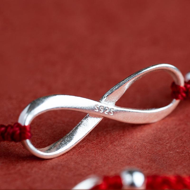 EverestArtstudios 925 Sterling Silver Endless Knot Protection Luck Red String Bracelet Anklet