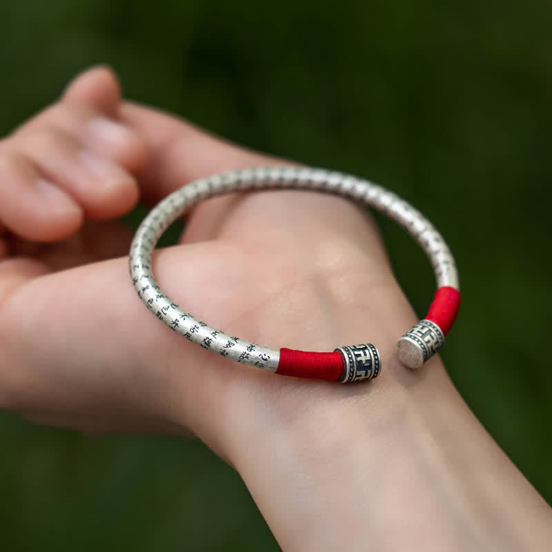 EverestArtstudios Tibet Om Mani Padme Hum Luck Red String Bracelet Bangle