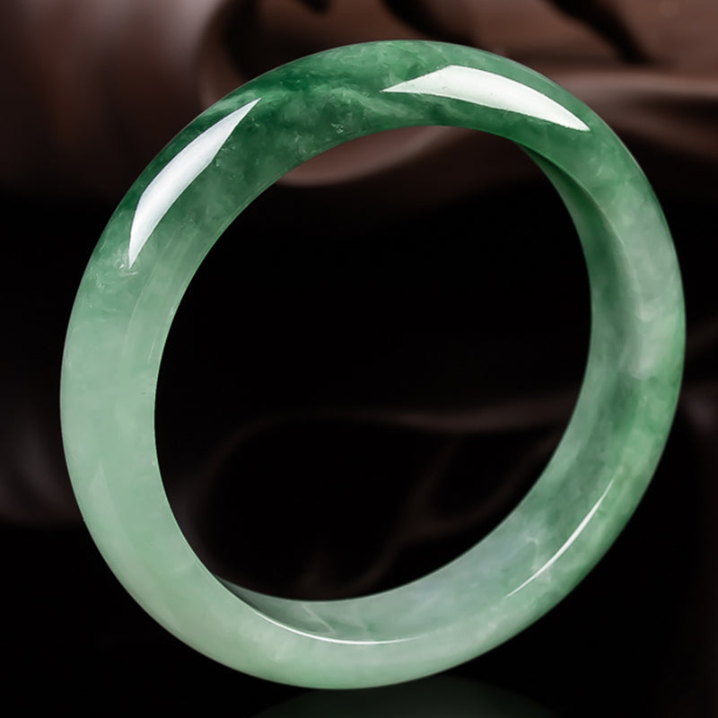 EverestArtStudios Natural Jade Fortune Blessing Bangle Bracelet