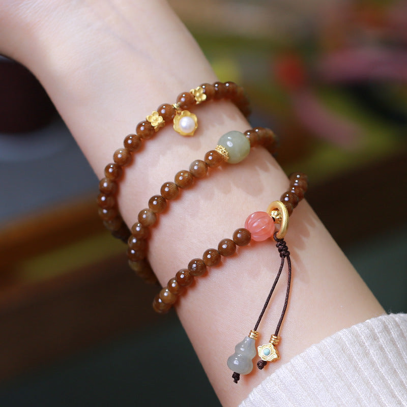Buddha Stones Jade Butterfly Gourd Prosperity Luck Bracelet Necklace