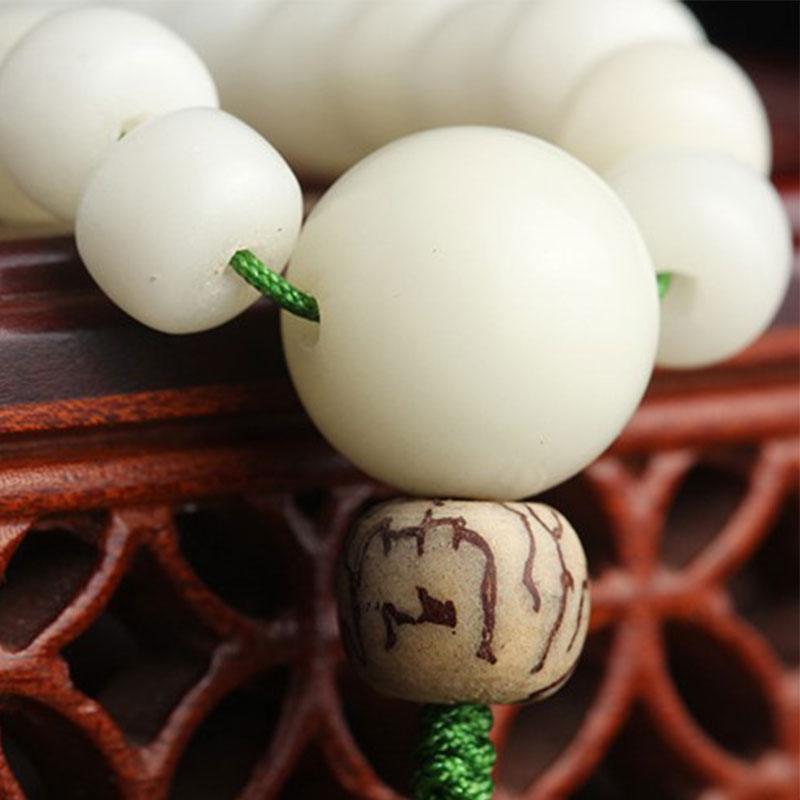 EverestArtStudios 108 Beads White Jade Bodhi Lotus Mala Harmony Necklace Bracelet