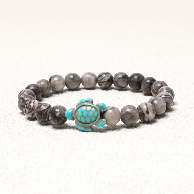 EverestArtStudios Natural Stone Sea Turtle Turquoise Blessing Bracelet