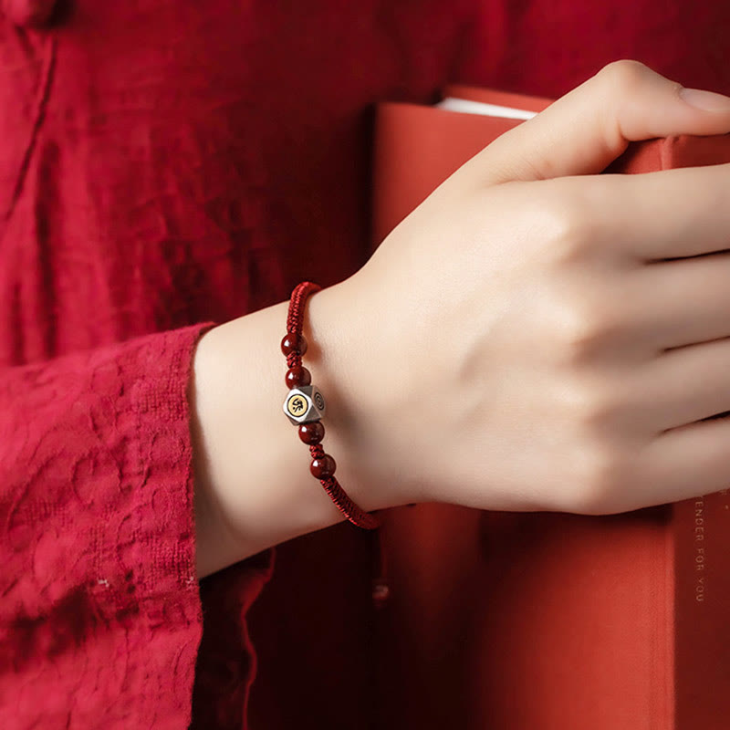 Buddha Stones 925 Sterling Silver Chinese Zodiac Cinnabar Calm Bracelet