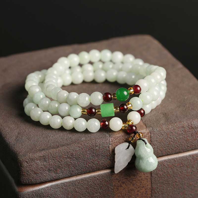 Buddha Stones Natural Jade Pixiu Gourd Abundance Bracelet