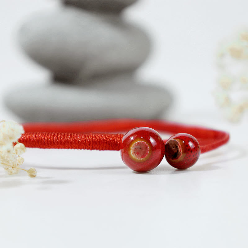 EverestArtStudios FengShui Lucky Red String Ceramic Bracelet