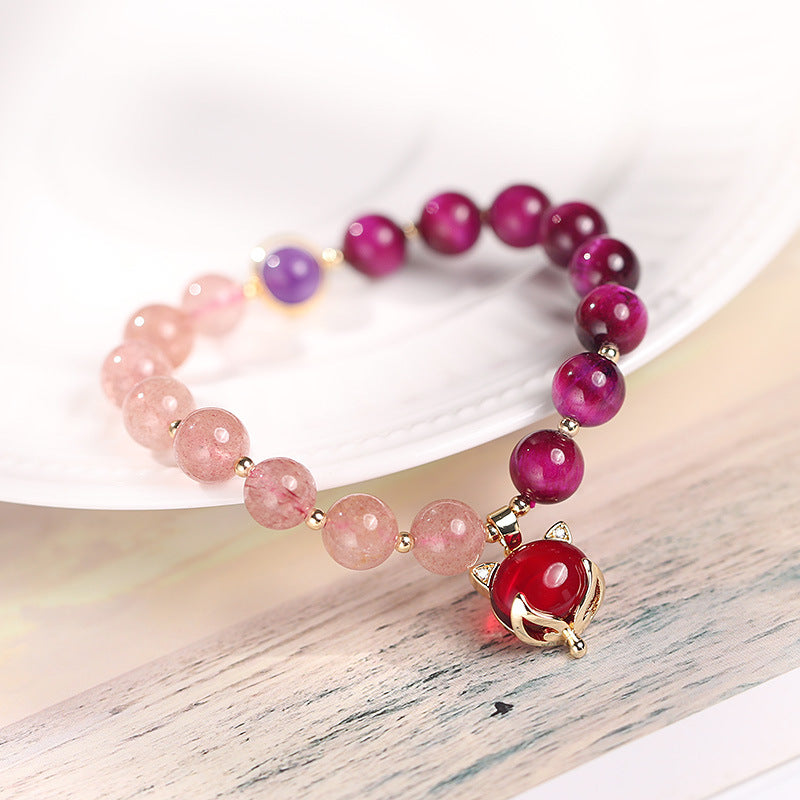 EverestArtstudios Natural Strawberry Quartz Pixiu Love Bracelet