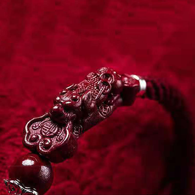 EverestArtstudios Handcrafted PiXiu Cinnabar Wealth Luck Braided Bracelet