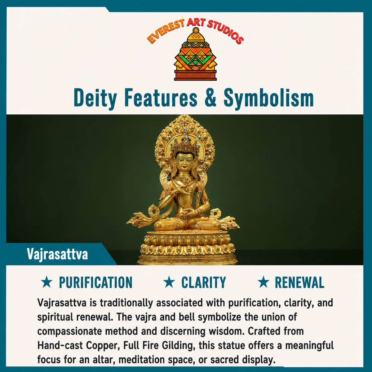 Vajrasattva dorado de 24K con Mandorla