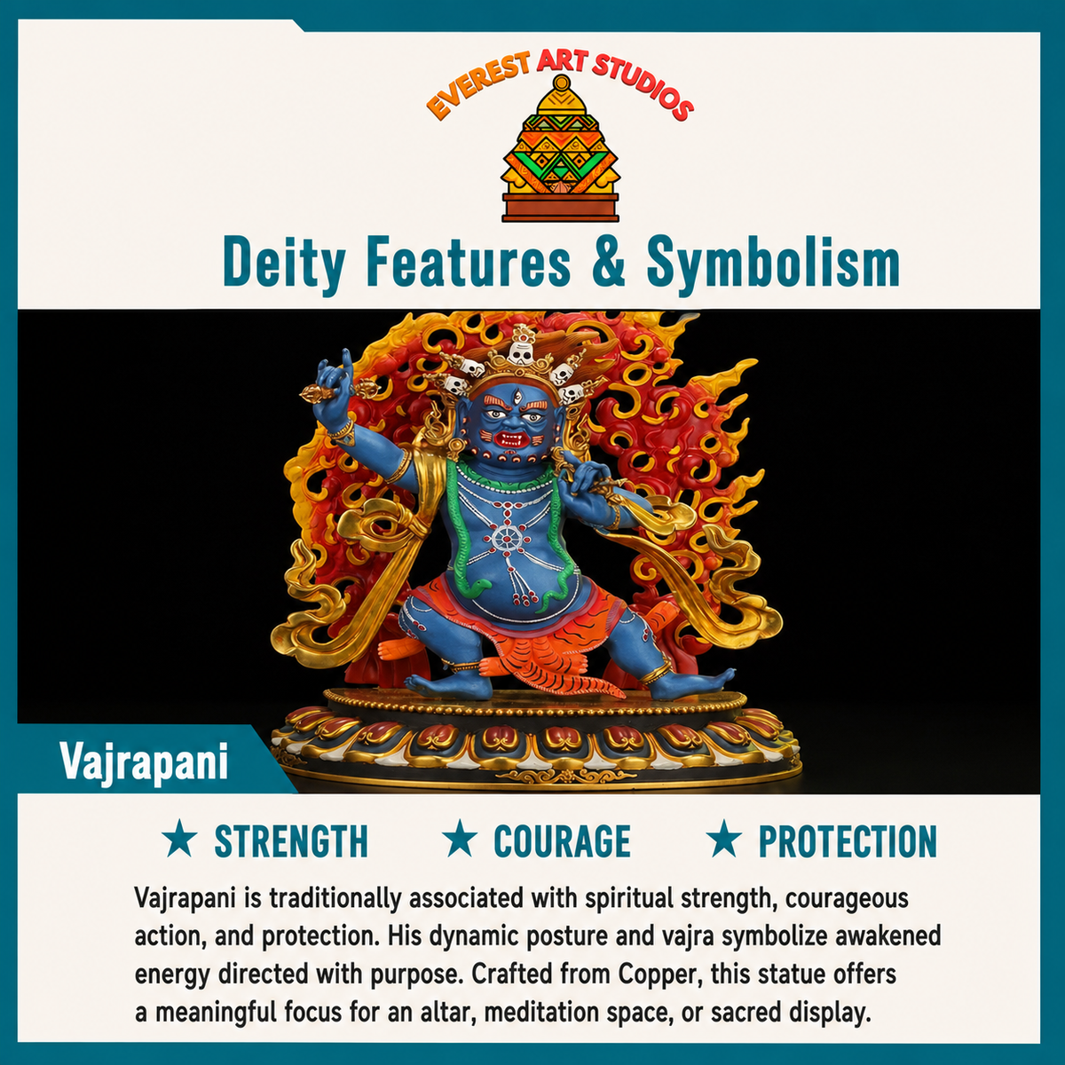 Vajrapani nepalí pintado de 10.6 in