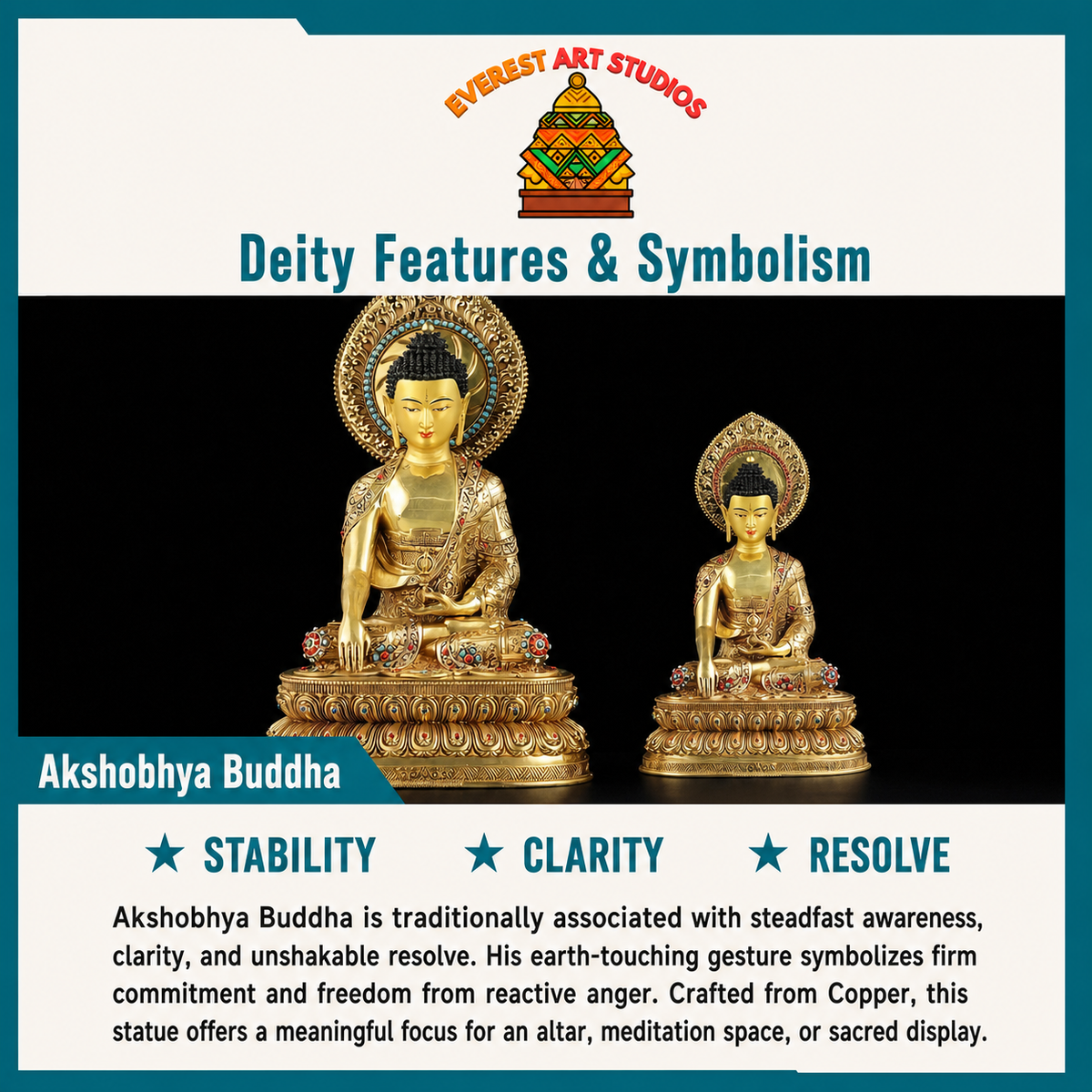 Akshobhya de cobre artesanal de Nepal