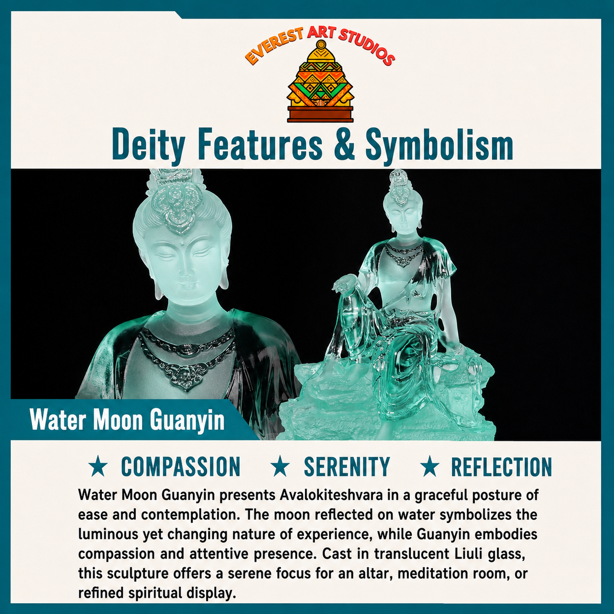 Guanyin luna sobre el agua en Liuli