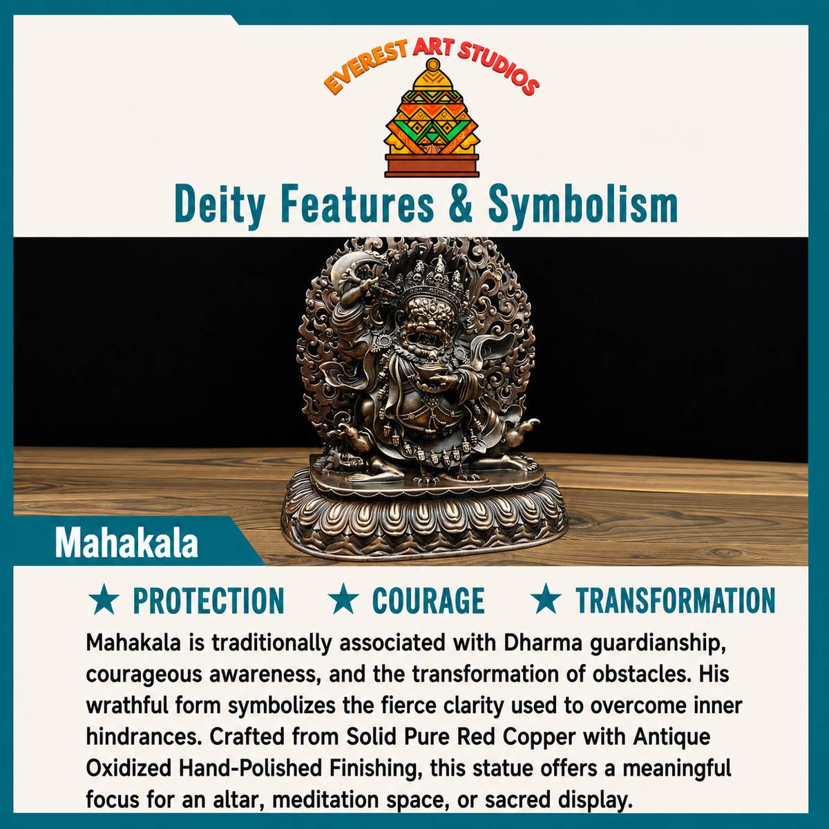 Statue Mahakala deux bras cuivre Népal